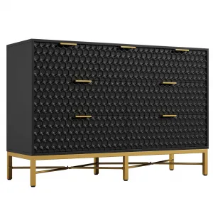 7 Drawer Dresser for Bedroom, Simply Modern Chest of Drawers for Closet with Wide Top, Tall Wooden Dresser with Deep Drawers for Living Room, Hallway, Kids Room, Black