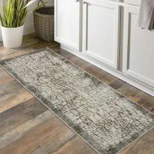 2x6 Washable Runner Rug Modern Distressed Abstract Low Pile Non Slip Floor Carpet Camel