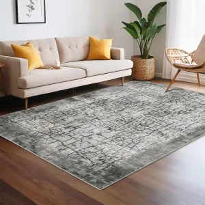 9x12 Ultra Large Area Rug Distressed Gray Rug Anti Slip Low Pile Floor Rug Washable Stain Resistant Soft Non Shedding Modern Abstract Bedroom Living Room