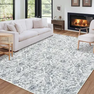 Area Rug - 8x10, Grey/Beige, Soft Distressed Design, Non-Shedding & Easy Care Area Rug, Ideal for High Traffic Areas in Living Room, Bedroom Home Office