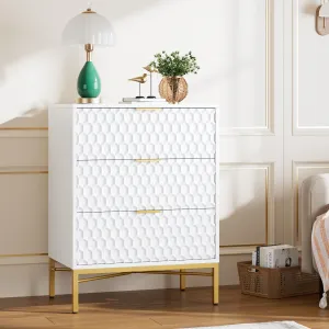 White 3 Drawer Dresser for Bedroom, Simply Modern Chest of Drawers for Closet with Wide Top, Wooden Dresser with Deep Drawers, Nightstand for Living Room, Hallway, Kids Room