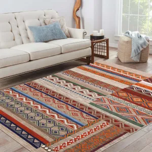 Washable Area Rugs 4x6 Rug for Living Room Non Slip Soft Area Rug for Bedroom Aesthetic Farmhouse Throw Rugs Vintage Entryway Rug Stain Resistant Carpet for Dining Room