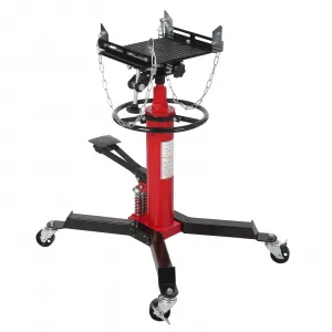 Transmission Jack, (1/2 Ton) 1100 lbs Capacity 2 Stage Adjustable Hydraulic Telescopic Transmission Jack with Foot Pedal, 33.5"-69" High Lift and 360° Swivel Wheel, Garage/Shop Lift Hoist, Red