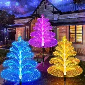 - Luces solares de jardín, luces de medusas con mariposa, lámpara decorativa para árbol de Navidad, impermeable, 7 luces decorativas para exteriores que cambian de color, para patio, jardín