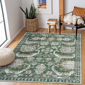 10x13 Area Rug for Living Room, Vintage Large Washable Bedroom Carpet, Ultra-Thin Soft Non-Slip Indoor Rug for Bedroom Dining Room, Green