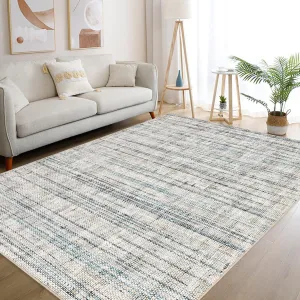 6x9 Rug Washable Rugs for Living Room Modern Printed Area Rug for Bedroom Contemporary Distressed Office Rug Low Pile Neutral Soft Nursery Rug Non Slip Farmhouse Floor Cover