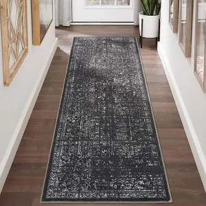 Hallway Runner Rug 2x6 Black Non Slip Washable Soft Touch Carpet for Kitchen Bedroom