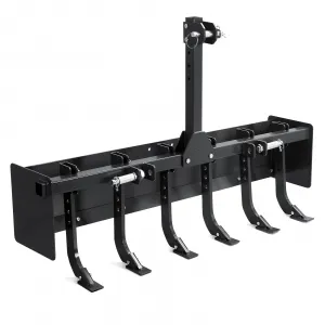 55" Box Blade Tractor Scraper, 6 Ripper Shanks, 3 Point Hitch, Carbon Steel, Rust-Proof Coating, CAT-0 & CAT-1 Compatible, Farming & Garden Use