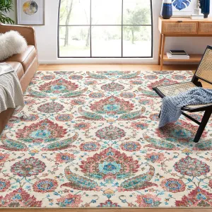 Persian Colorful 9x12 Large Washable Area Rugs for Living Room Vintage Paisley Print Rug Non-Slip Low Pile Non-Shedding Carpet Ultra-Thin Lightweight Rug for Farmhouse Bedroom Dining Room Office