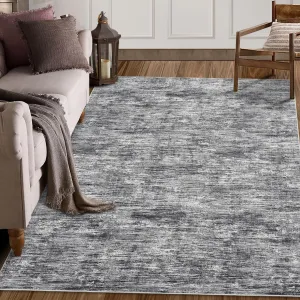 Solid Grey 8x10 Living Room Area Rugs, Washable Rug for Bedroom, Low Pile Stain Resistant Throw Carpet Large Dining Room Rug, Soft Modern Contemporary Rug for Home Office Decor