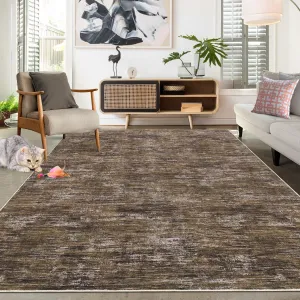 Solid Brown 9x12 Living Room Area Rug Machine Washable Rug Non-Slip Stain Resistant Modern Abstract Area Rug Contemporary Accent Throw Floor Carpet for Dining Room Solid Area Rug for Home Office