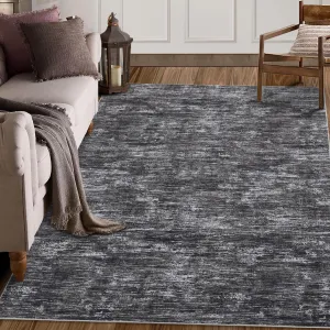 Solid Dark Grey Living Room Area Rug, Solid Color Washable Rug for Bedroom, Low Pile Stain Resistant Throw Carpet Large Dining Room Rug, Soft Modern Contemporary Rug for Home Office Decor