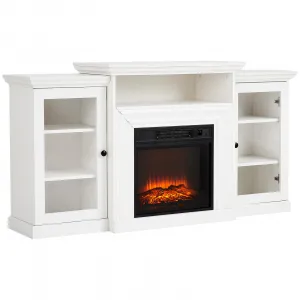 18'' Built-In Fireplace with 60'' Entertainment Center Remote Controlled Fireplace 3-speed Flame Brightness 0.5h-6h Timing 1400W Powerful Heater 62℉-82℉ Adjustable Warming Unit