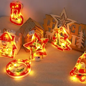 Christmas Decoration Window Light Hanging Ornaments Battery Operated Christmas Window Lighted Decorations Warm White Plastic