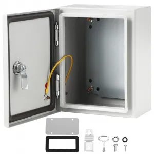 NEMA Steel Enclosure, 12x10x6 Electrical Junction Box with Mounting Plate, IP66 Waterproof & Dustproof, NEMA 4X Steel Electrical Box for Outdoor/Indoor