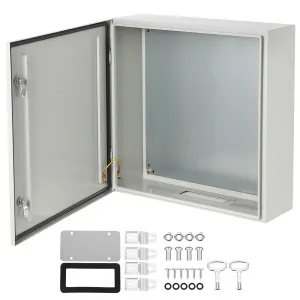 NEMA Steel Enclosure, 24x24x8 Electrical Junction Box with Mounting Plate, IP66 Waterproof & Dustproof, NEMA 4X Steel Electrical Box for Outdoor/Indoor