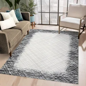 Washable Area Rug, Ultra Soft Rug 6x9, Non Slip Abstract Rug Foldable, Stain Resistant Rugs for Living Room Bedroom, Modern Fuzzy Rug Gray