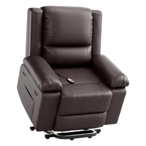 PU Leather Power Lift Recliner Chair with Massage and Heat, 8-Point Vibration, Adjustable Back and Leg Support, Electric Lift Chair Designed for Mobility Aid Elderly Relaxation, Coffee