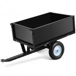500LBS Heavy Duty Tow Behind ATV Trailer Dump Cart, Pull Behind Yard Wagon Cart with 2 Wheels, Lawn Mower Cart for Lawn Mower Tractor, ATV, UTV