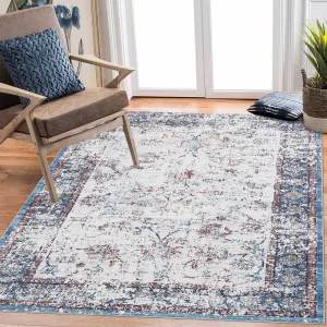 Large Area Rug 8x10 Rugs for Living Room Non Slip Vintage Rugs Low Pile Distressed Pattern Carpet for Dining Room Home Office, Multi Color