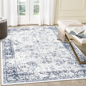 Area Rug 6x9 Non Slip Washable Low Pile Vintage Distressed Rug for Living Room Dining Room Dorm Room, Blue