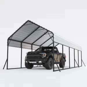 Heavy Duty Carport 13x26 Oversized Metal Shelter Galvanized Steel Frame & Roof Wind & Snow Resistant Outdoor Garage for Boats SUVs Trucks
