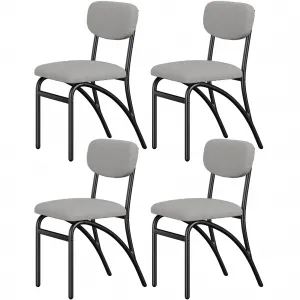 Dining Chairs Set of 4, Mid-Century Modern Upholstered Kitchen Dining Room Chairs with Arched Metal Legs for Dining Room Kitchen Living Room, Grey