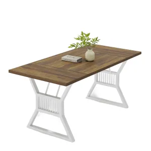 Dining Table for 6-8, 70.8" Kitchen Table with Heavy Duty Metal Legs, Farmhouse Wooden Dining Room Table for Kitchen, Living Room, Office