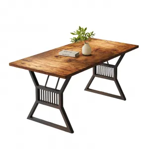 70.8" Dining Table 6-8 Person, Kitchen Table with Heavy Duty Metal Legs, Farmhouse Wooden Dining Room Table for Kitchen, Living Room, Office