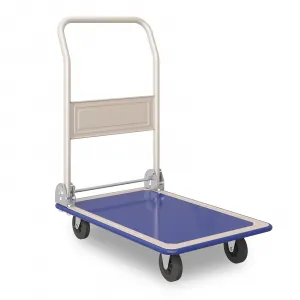 286.6lbs Load Weight Capacity Platform Hand Truck, Moving Push Cart Dolly with 360 Degree Swivel Wheels, Heavy Duty Foldable Rolling Tool Cart for Loading and Storage, Blue