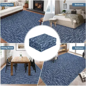 9x12 Area Rugs, Large Washable Modern Contemporary Rugs for Living Room Bedroom, Ultra-Thin Soft Non-Slip Area Rug Floor Carpet for Dining Room, Navy Blue