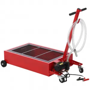20 Gal Electric Oil Drain Pan with 12V Pump & 7.5 Ft Hose, Low Profile & T Folding Handle Oil Drain Cart for Truck Cars SUVs