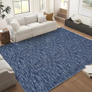 6x9 Washable Area Rug, Ultra-Thin Soft Large Indoor Rug for Bedroom Living Room Dining Room, Navy Blue