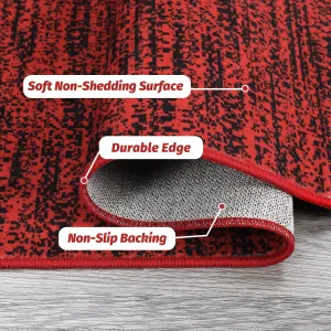 Large 9x12 Christmas Area Rugs, Modern Contemporary Xmas Decorations Indoor Rugs for Living Room Bedroom or Dining Room, Ultra-Thin Soft Non-Slip Floor Carpet Foldable, Red/Black