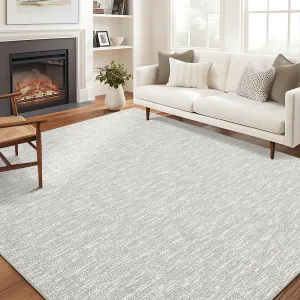 Washable 5x7 Area Rug, Ultra-Thin Soft Modern Contemporary Indoor Rug for Bedroom Living Room or Dining Room, Non-Slip Throw Rug Foldable Carpet for Office Playroom, Light Grey