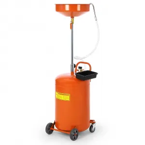 20 Gallon Waste Oil Drain Tank with Adjustable Funnel, Air-Operated, Heavy-Duty Steel, Rust-Resistant, Portable with Casters, for Auto Repair Shops