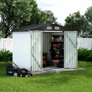 White 6x8 FT Metal Outdoor Storage Outdoor storage – Large Garden Tool Organizer Kit with Lockable Door and Air Vents – Durable Utility Outdoor storage for Backyard, Patio, Lawn – Easy Assembly, No Floor – Color: White