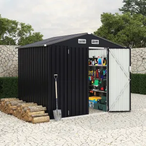6x8 FT Metal Storage Shed Outdoor - Yard Tool Shed Kit with Lockable Door & Air Vent, Utility Building for Backyard, Garden, Patio, Lawn