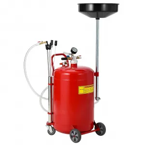 20 Gallon Oil Drain Vacuum and Extractor, Pneumatic Oil Drainer, Portable Oil Drain Container with Adjustable Funnel, Steel, Rust-Resistant, Height Adjustable，Upgraded Version Red