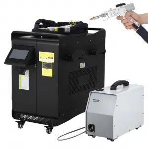 1500W Laser Welding Machine, 0.874mW Auto Wire Feeder, Handheld Metal Welder Class 2 with Built-in Chiller, 3-in-1 Welding Cutting Cleaning, 12h Operation, Black