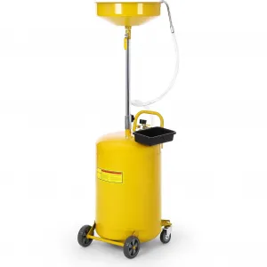 20 Gallon Portable Air-Operated Waste Oil Drainer with Adjustable 15" Funnel, Heavy-Duty Steel, Rust-Proof Finish, Casters, Toolbox - Auto Shops