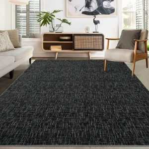 Machine Washable 5x7 Rug Modern Textured Solid Low Pile Polyester Stain Resistant Non-Slip Foldable for Living Room Bedroom Office