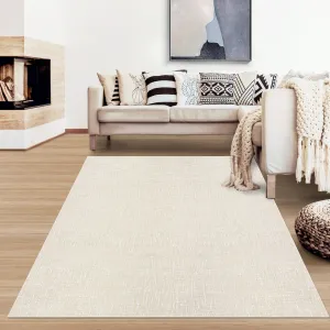 Area Rug Cream White 5x7 Washable Low Pile Stain Resistant for Living Room Bedroom Dining Room