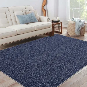 4x6 Area Rug Washable Stain Resistant Solid Color for Bedroom Living Room Dining Room Blue Modern Contemporary