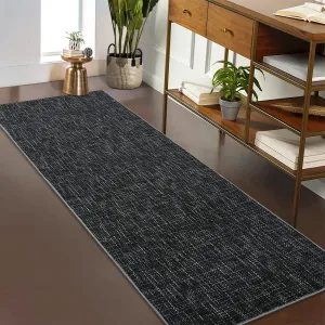 Runner Rug 2x6 Black Modern Abstract Low Pile Non-Slip Machine Washable Fade-Resistant Durable for Hallways Entryways Home Decor