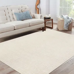 Cream White 4x6 Washable Area Rug, Modern Entryway Kitchen Throw Rug, Non Slip Cream Carpet for Living Room Bedroom