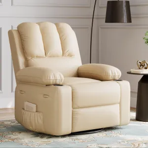 27" Oversized Recliner Chair, Manual Recliner for Adults, Lazy Boy with 1.5x Sponge Filling, Cup Holder, and Retractable Armrests, for Living Rooms, Bedrooms, and Nurseries