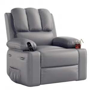 27" Oversized Recliner Chair , Manual Recliner for Adults, Lazy Boy with 1.5x Sponge Filling, Cup Holder, and Retractable Armrests, for Living Rooms, Bedrooms, and Nurseries, Gray