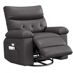 Extra Wide Comfort Recliner Chair for Adults - Oversized Manual PU Faux Leather Sofa - Overstuffed Arms & Back, Side Pocket, Comfortable Reclining - Living Room, Bedroom - Coffee