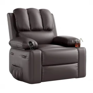 22" Widen Rocker Swivel Recliner Chair, Lazy Boy Recliner for Adults, with 1.5X Sponge Filling, Side Pocket, and Cup Holder, for Living Room, Bedroom, and Nursery, Coffee